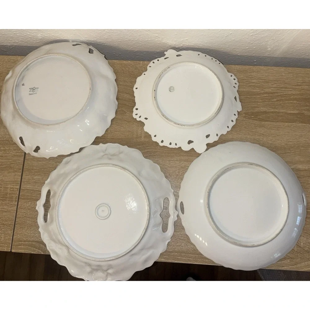 Lot of 4 Antique Plates German Austrian Porcelain IPF Ilmenau Leonard Vienna